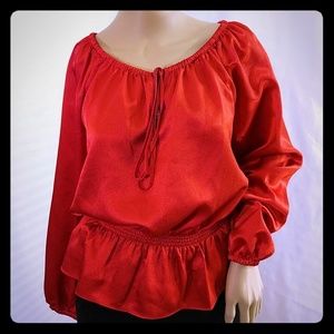 Michael Kors peplum long sleeve satin blouse XS